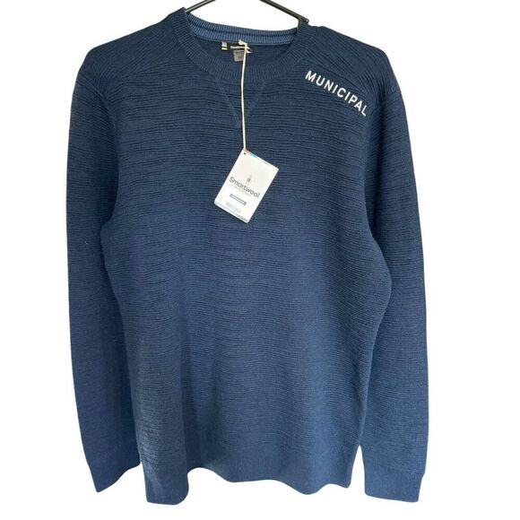 Smartwool Sweater Men's Brookline Blue Sz M Wool Blend Casual Athleisure - Picture 1 of 13